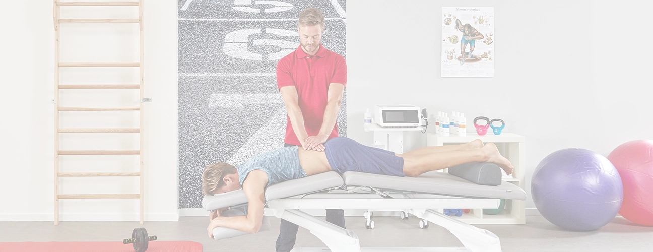 Ballon d’exercice, ruban adhésif en 3 couleurs, table de massage jaune